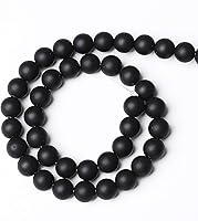 Vista 5 de 60 cuentas redondas sueltas de ágata negra natural mate de 0.236 pulgadas para fabricación de joyas, bricolaje y pulseras, piedra curativa de Ágata