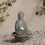 Universal Lighting and Decor Asian Zen Buddha Outdoor Water Fountain with Light LED 12' High Sitting for Table Desk Yard Garden Patio Home Relaxation - John Timberland
