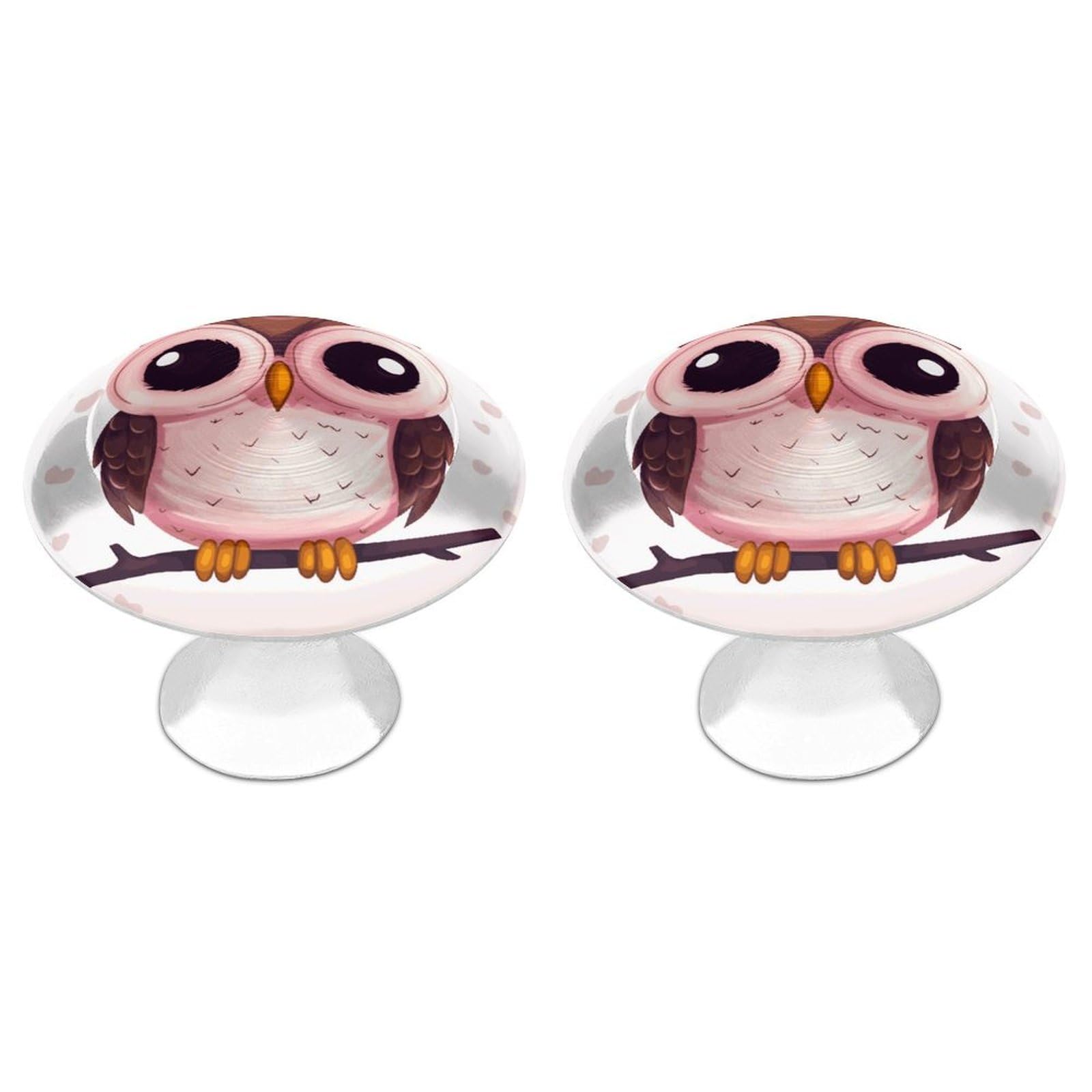 Fekiloot White Cute Owl Cabinet Knobs For Kitchen Ornament, Round Zinc Decorative Drawer Pulls For Cabinets Trendy, Dresser Drawers Pulls Bathroom Dresser Knob With Screw