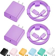 iPhone Charger Fast Charging,[MFi Certified] 2Pack 20W Type C Fast Charger Block with 6FT USB C to Lightning Cable Compatible for iPhone 14/13/12/11 Pro Max/Xs Max/XR/X,iPad (Purple)