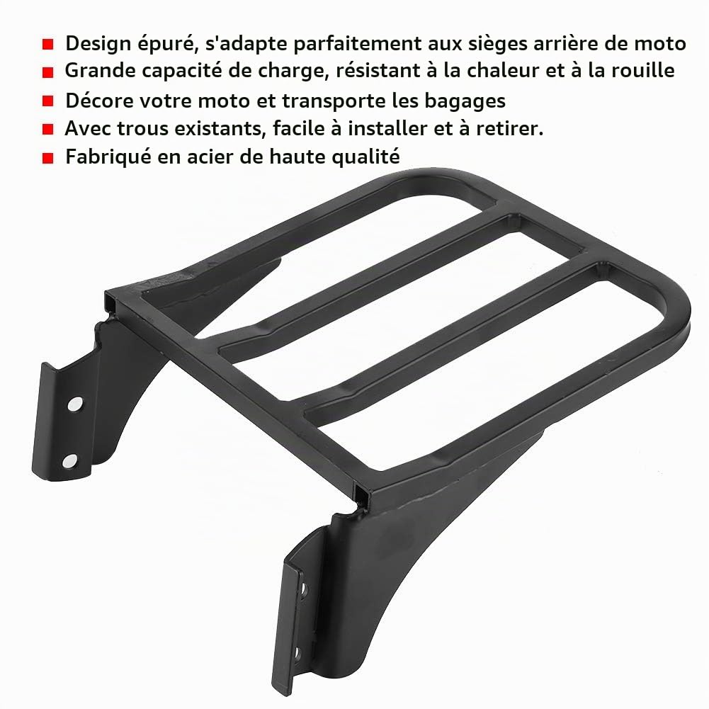 OUKENS Bagages Sissy Bar, Porte-Bagages de Moto, Support arrière de Barre de Sissy de Dossier de Moto adapté pour XL/FLST/FLSTC/FLSTSC