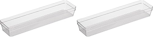 Oggi Organizador de cajones transparente, 3 x 12 pulgadas, ideal para organizar cajones de cocina, oficina, escritorio, cubiertos, utensilios de