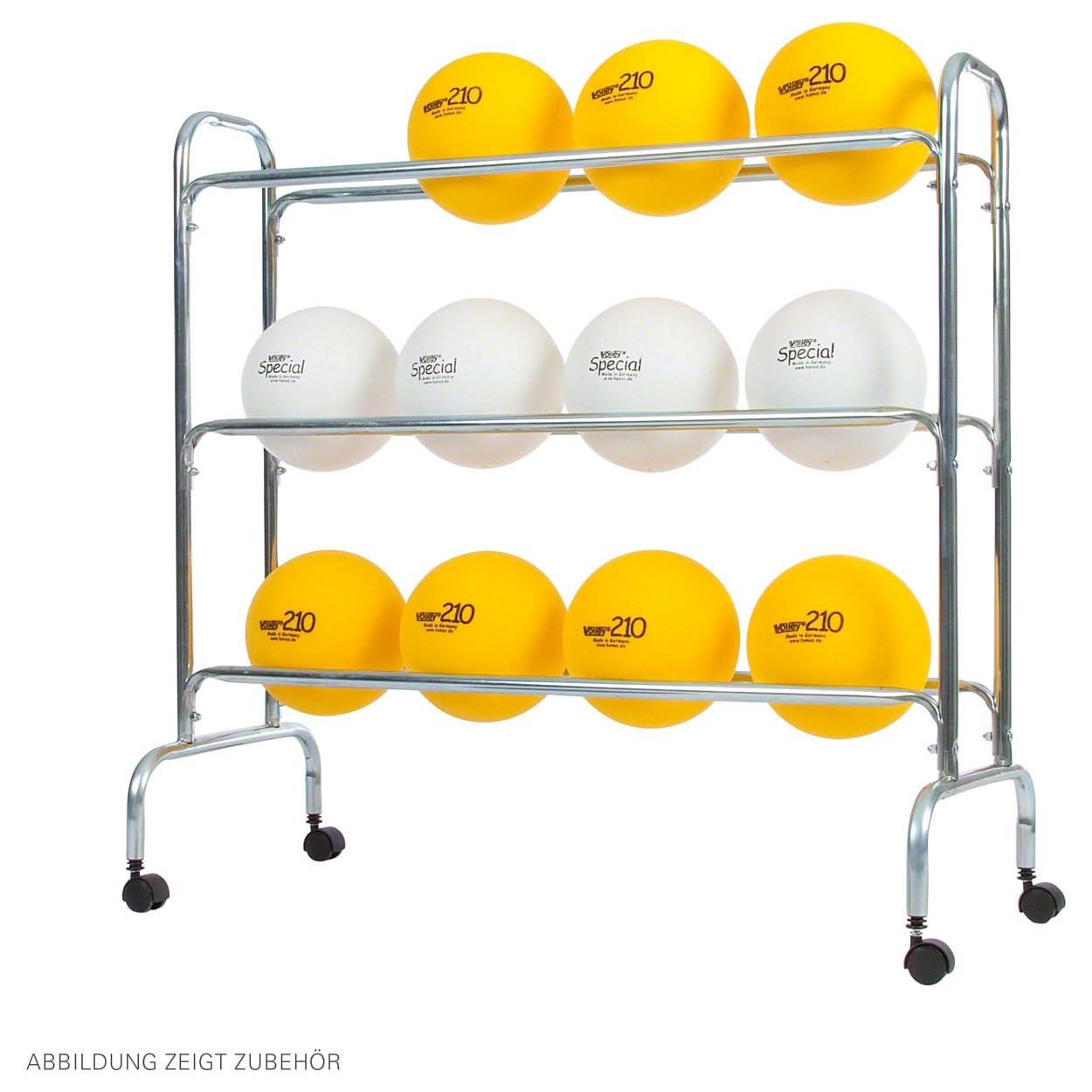 Ballregal für bis zu 12 Bälle, Ballwagen für Sporthallen Vielzweckwagen, fahrbar