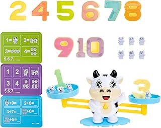 Toddler Blocks 1 Set Balance Counting Math Toys Animal Cow Balance Scale Cool Math Educational Toy Learning Number Counting Games Toys Balancing Toys