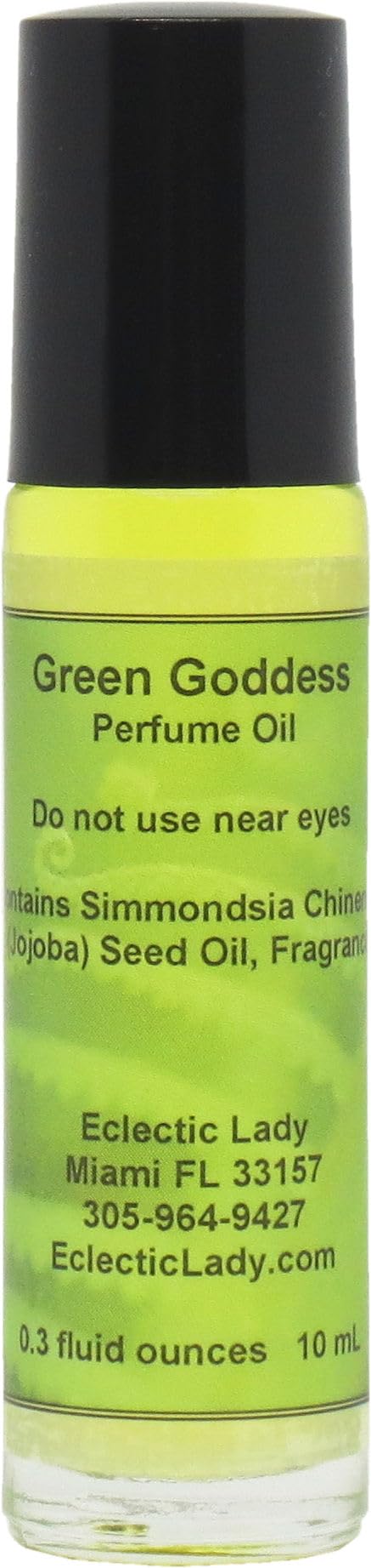 Green Goddess Perfume Oil, 0.3 fl oz, Portable Roll-On Fragrance with Long-Lasting Scent, Delightful Essential Oils and Jojoba Oil For Daily Use