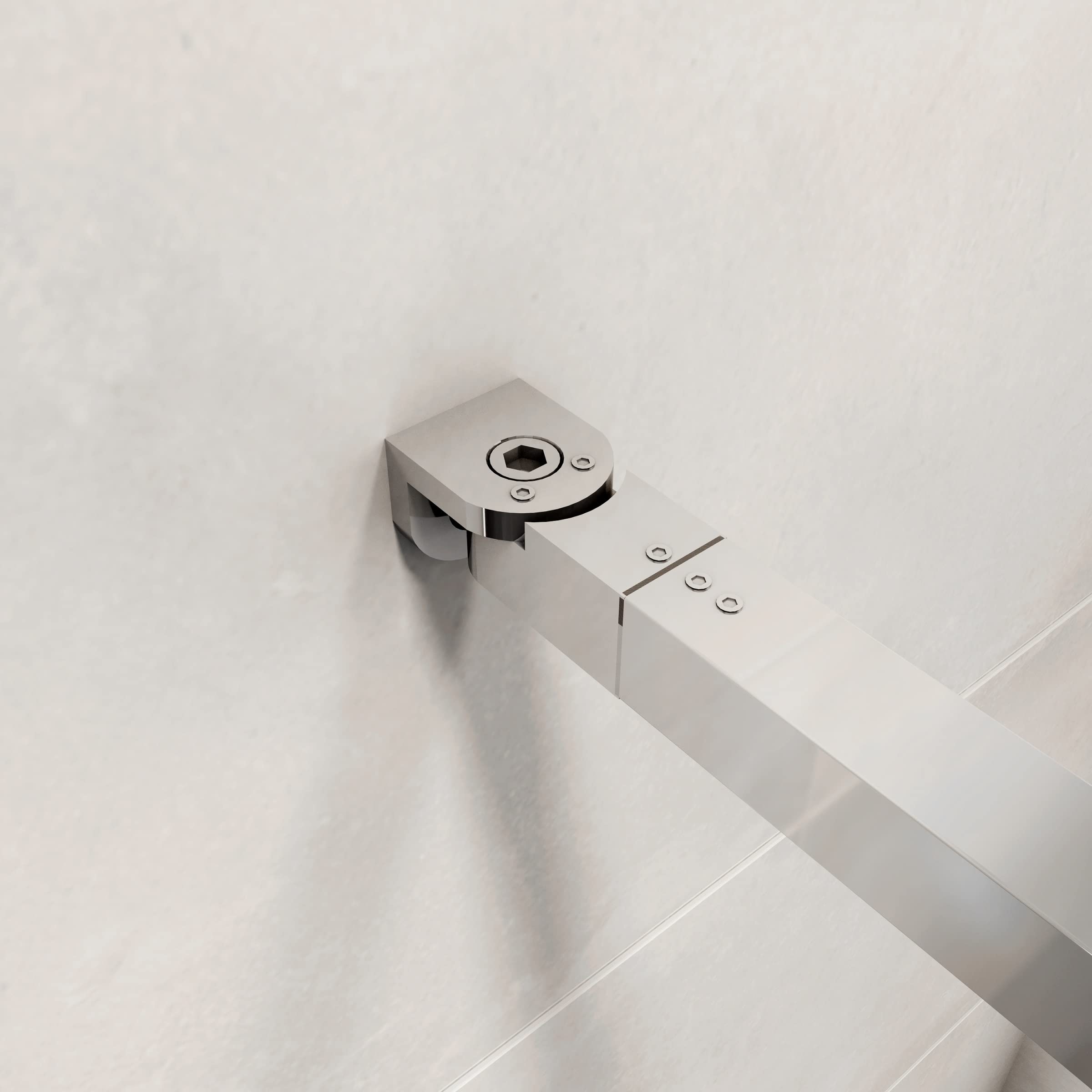 AICA paroi de douche à l'italienne 100x200cm Modèle Brume, avec barre de stabilisation 73-120cm en carré, paroi douche fixe en 8mm verre de sécurité