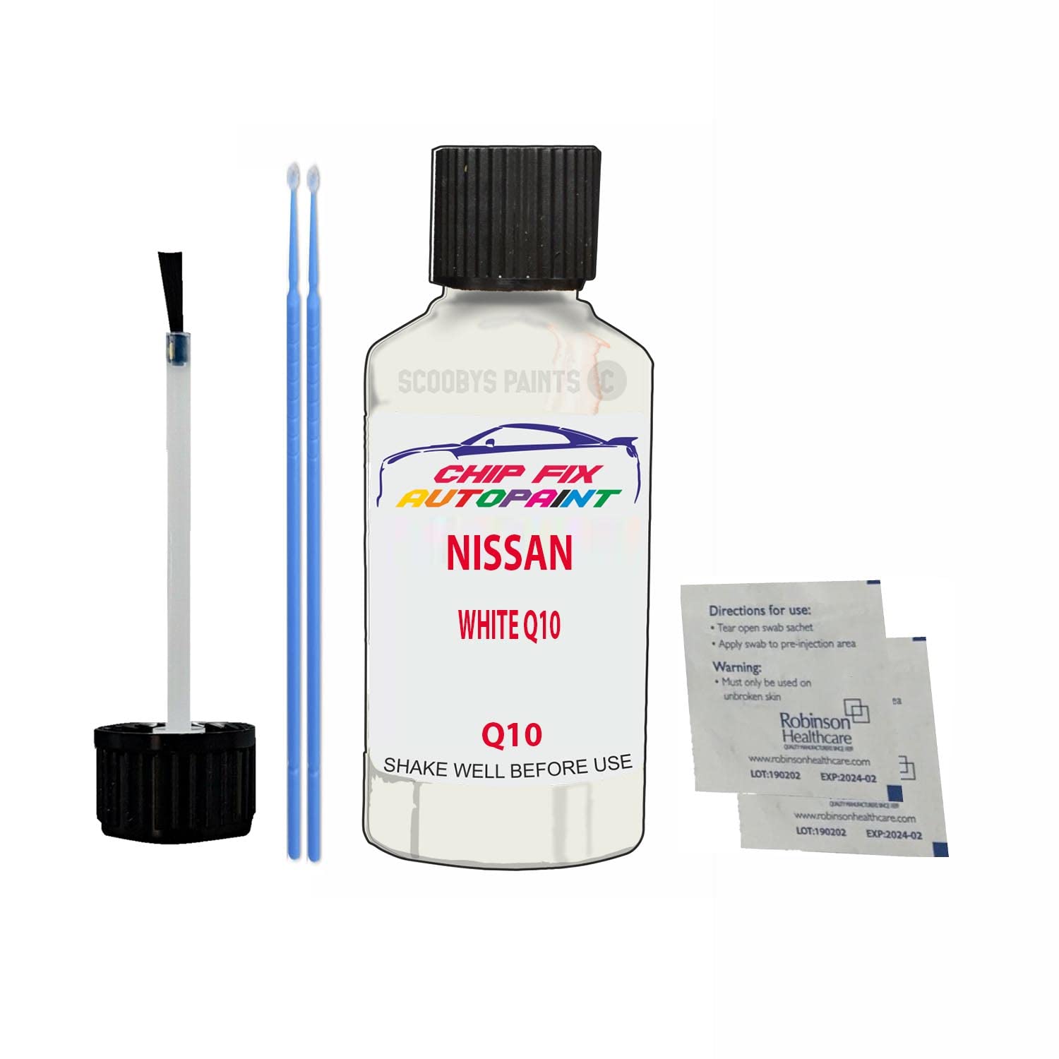 Scoobys Paints Back In The Mix White Q10 Touch Up Paint For Nissan Nv200 Q10 2004-2015 30Ml Bottle Brush Scratch Stone Chip Repair Pen
