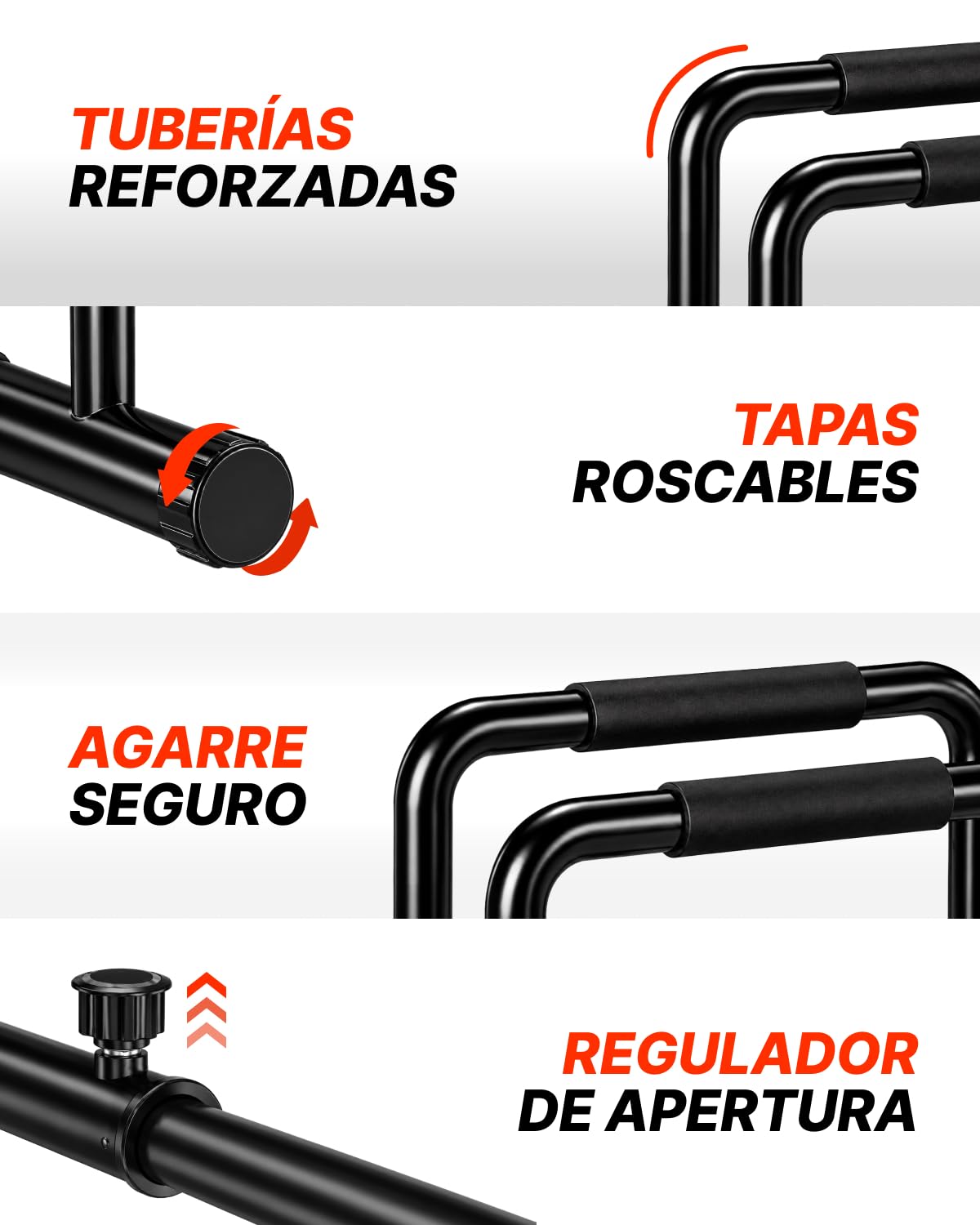 ManiBoom Barras Paralelas Calistenia Ancho y Altura AJUSTABLE Carga 150kg - Barra Fondos Agarre ERGONOMICO para gimnasia en Casa - Dip Bar Calisthenics - Pull up Station - Bars Paralletes