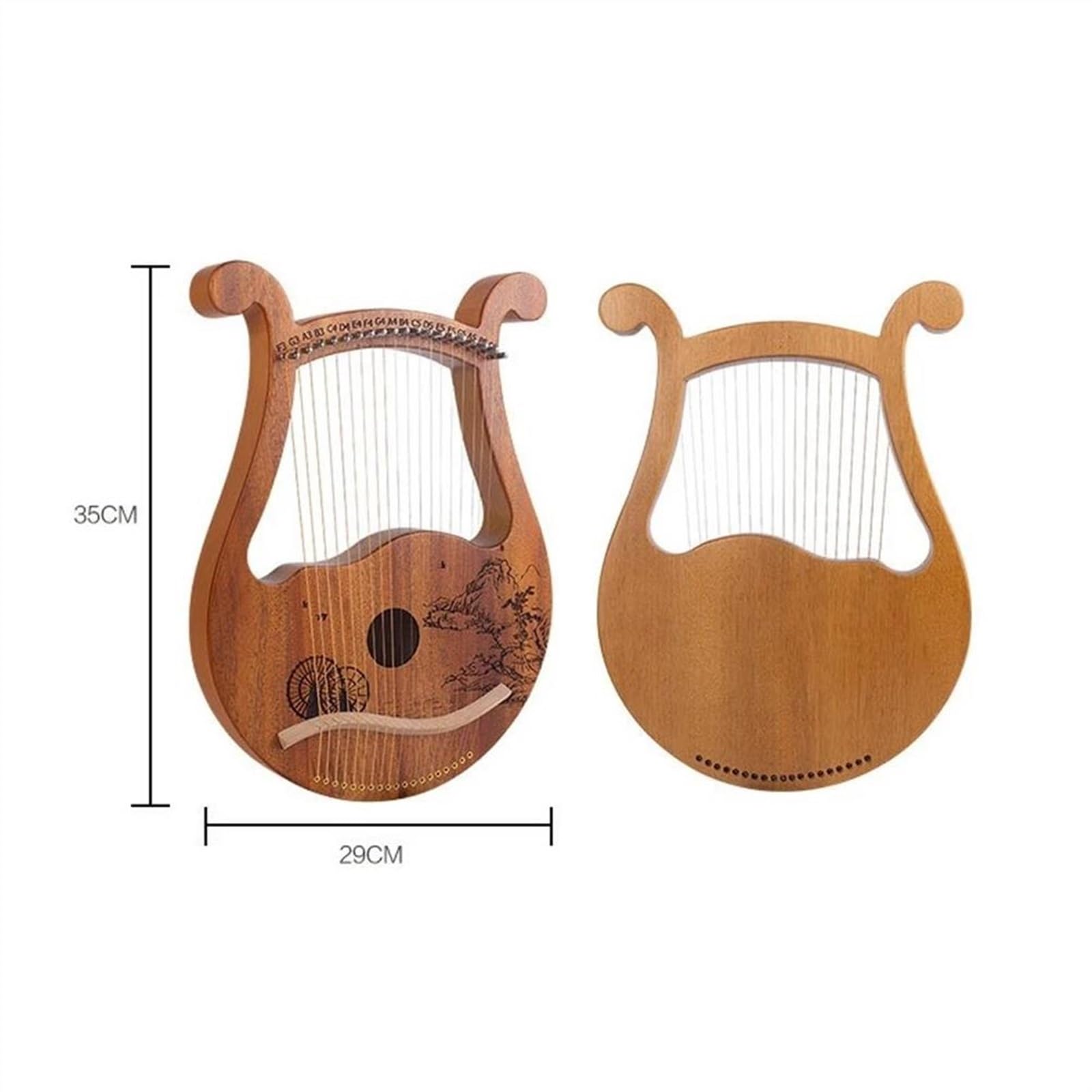TSTS Harfe Instrument 1set 19 Saiten Mahagoni Leier Harfe Musical Instrument Mit Stimmschlüssel Ersatz String Mahagoni Musical Instrument Teil(Ferris Wheel)