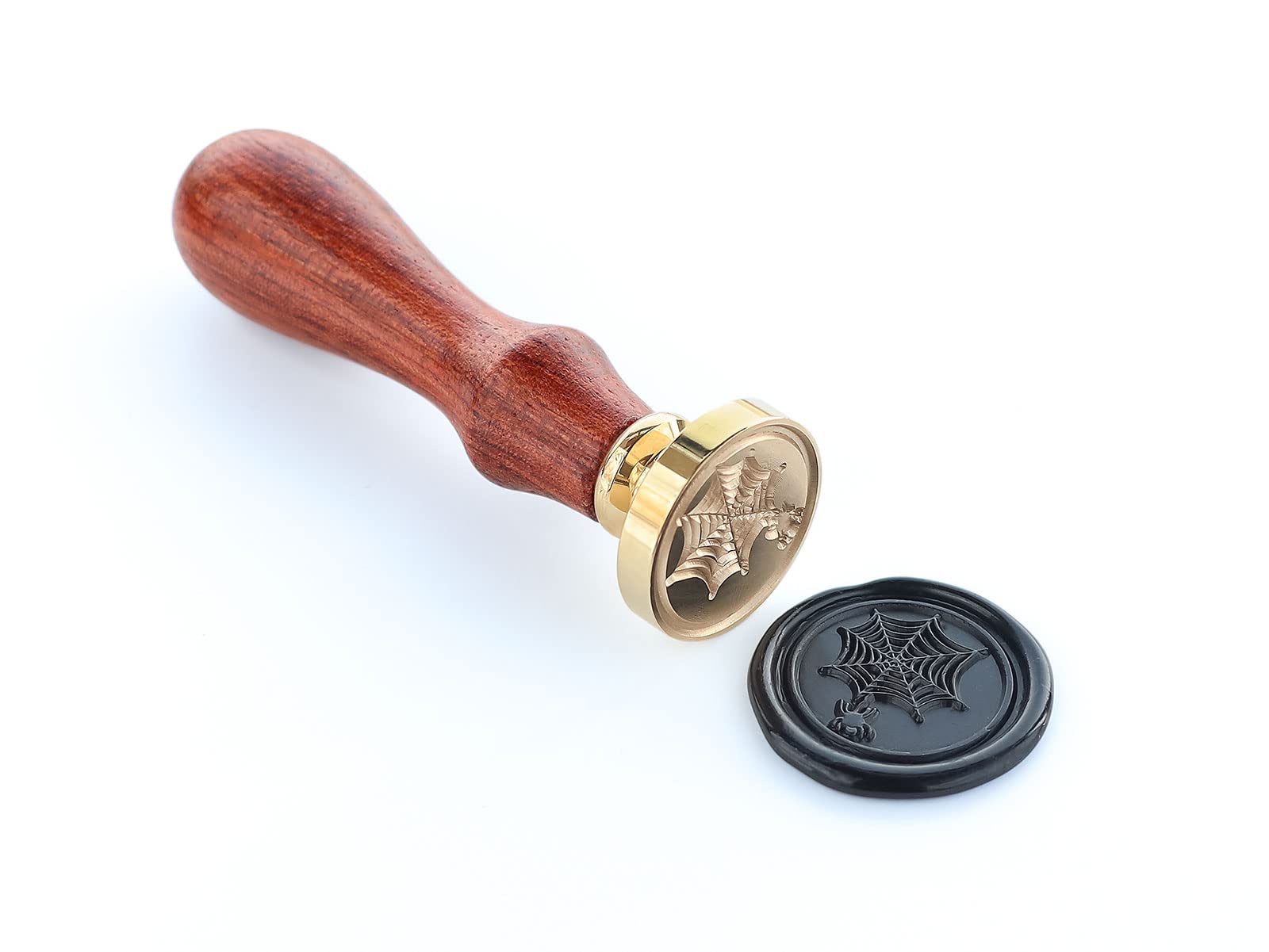 Wax Sealing Stamper, VOOSEYHOME Halloween Spider Web Seal Stamp with Rosewood Handle, Decorating on Invitation Envelope Letter Card Snail Mail Sealers Packings for Themed Parties Signatures