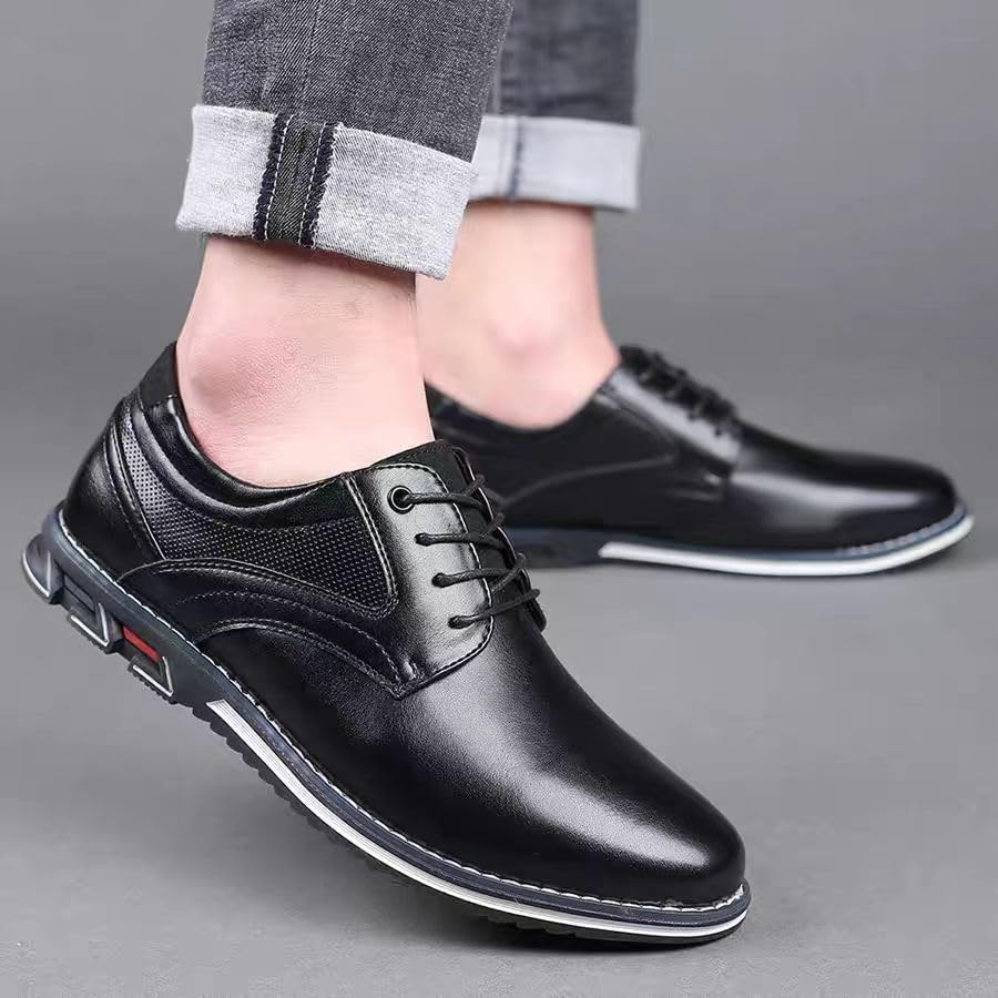 Men's PU Dress Shoes,Oxford Derby Orthopedic Leather Shoes Wear-Resistant,Casual,Non Slip for Office and Daily 6