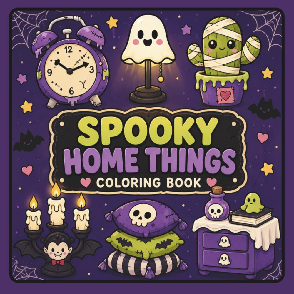 Spooky Home Things: A Bold and Easy Coloring Book