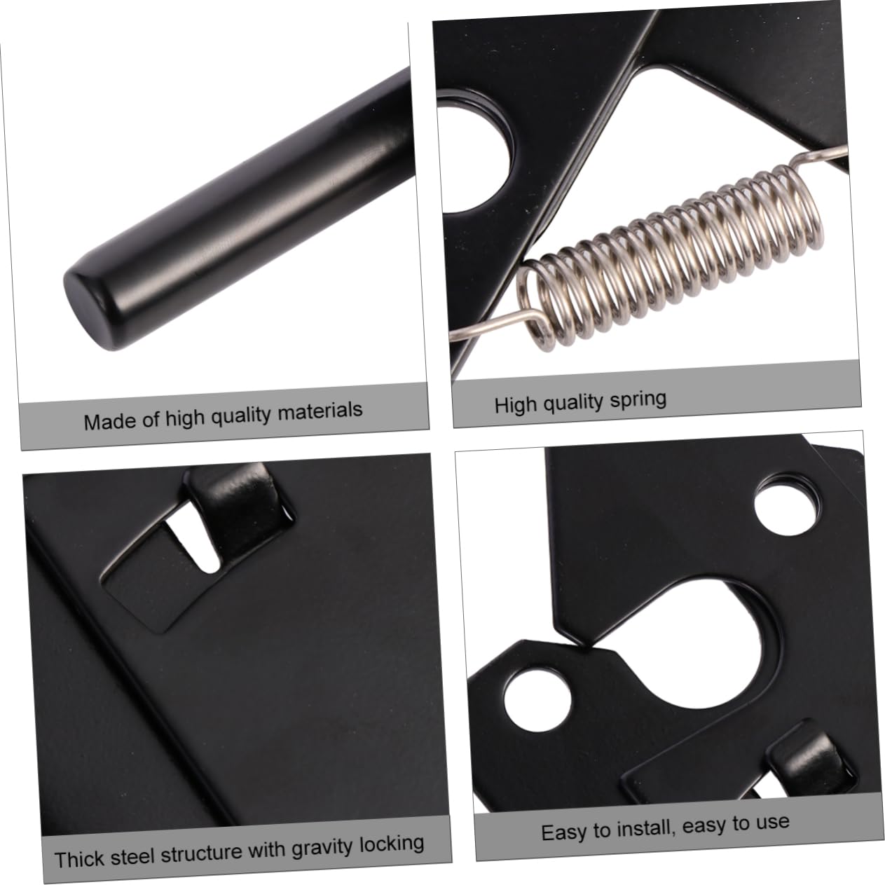 Loquet de Portail Autobloquant Noir en Fer et Acier Inoxydable