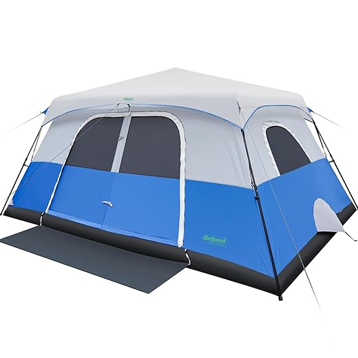 BeyondHOME Instant Cabin Tent, 10 Person Camping Tent with Rain Fly, 60 Seconds Setup, Portable Waterproof & Windproof Tent with Carry Bag for Family Camping & Outdoor Hiking, Upgraded Ventilation