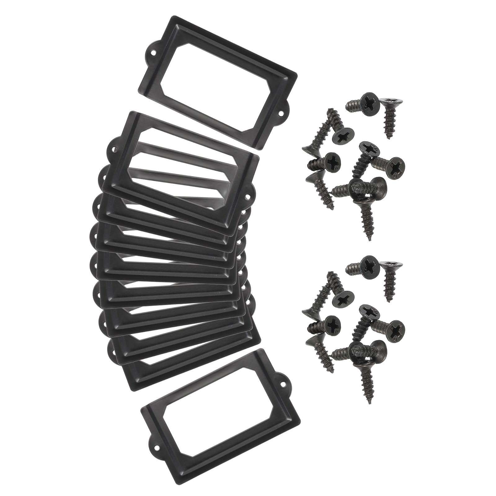 TA-VIGOR 124 x 70mm Antique Metal Label Holders Flie Card Frame 10pc Black