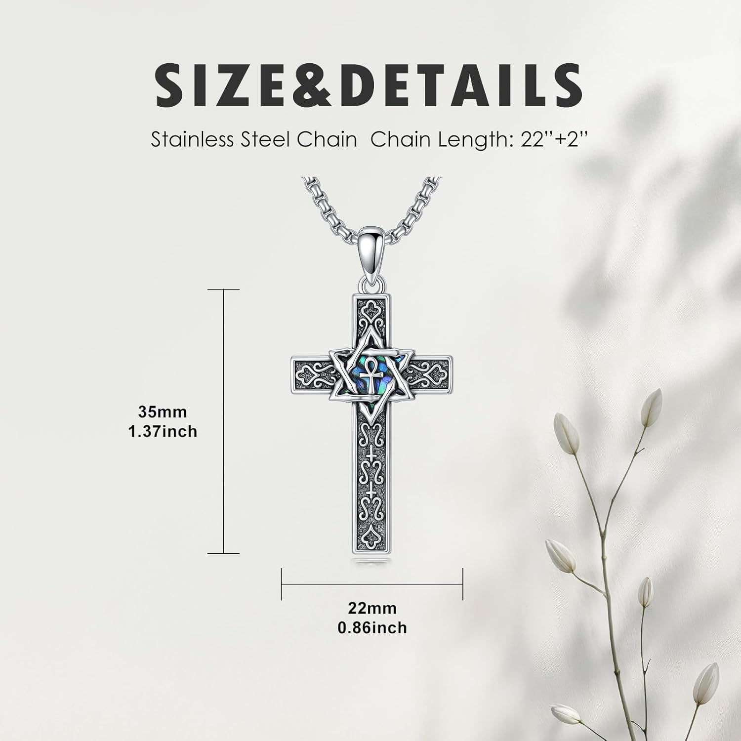 SIMONLY Cross Necklace 925 Sterling Silver Crown of Thorns/Ankh/Star of David Pendant Necklace Cross Jewelry Gifts for Men Women - Image 2