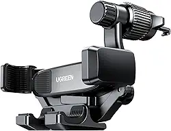 UGREEN Suporte Veicular de Saída de Ar, Clipe Que Nunca Bloqueia a Saída de Ar, Compatível com iPhone 16/15/14/13/12 Pro Max Mini Plus, iPhone 11 SE/XS/XR/8/7/6/6S Smartphone, Preto