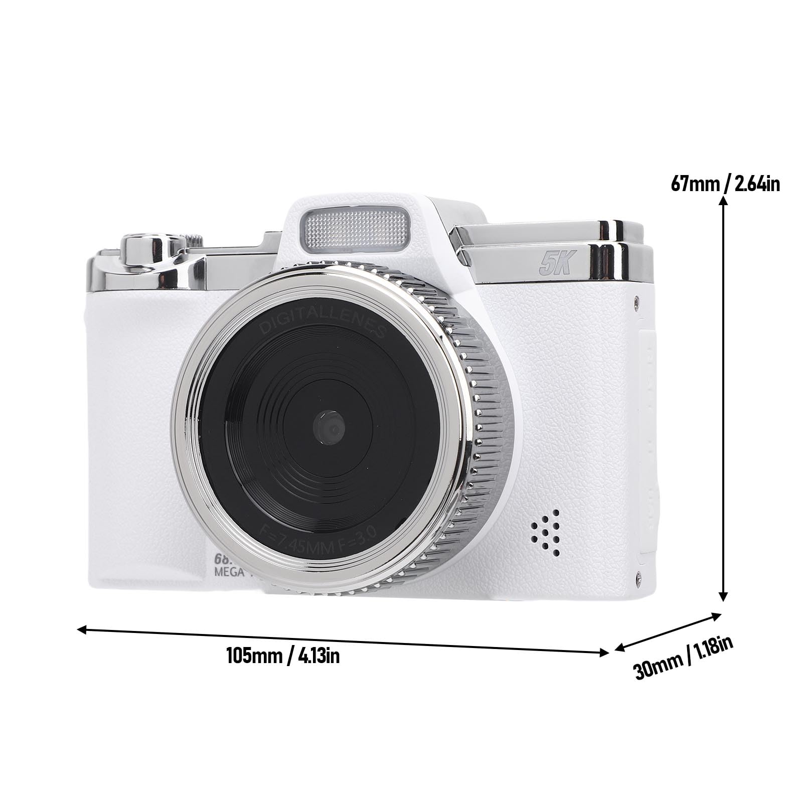 Lazmin112 Fotocamera Digitale 5k, Fotocamera da vlog da 64 MP con Zoom 16x, Autofocus, Flash, Scheda da 256 G, Campata a Punto Compatto Cam per Adolescenti per Adolescenti