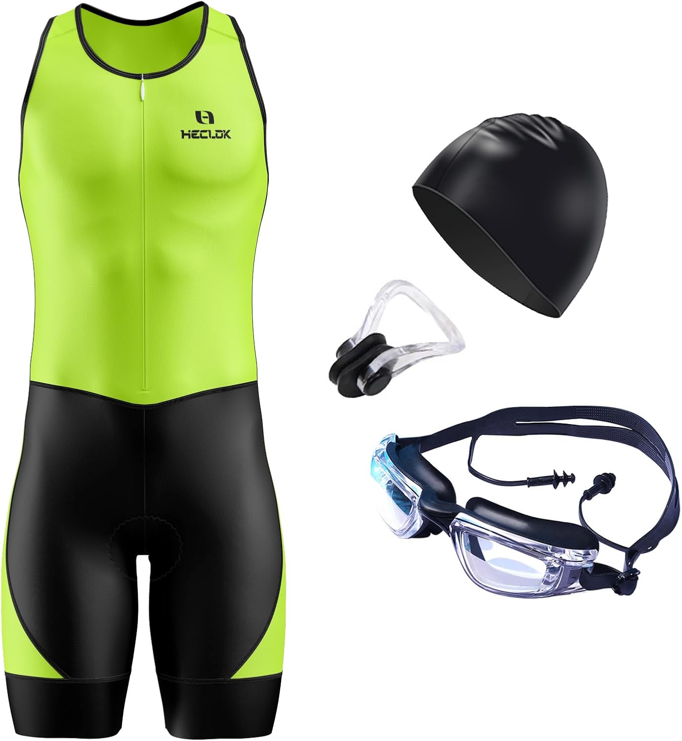 Triathlon Tri Suit, Men's Elite Sleeveless Trisuit,Men's Cycling Skinsuit Padded One Piece Trisuit Bike