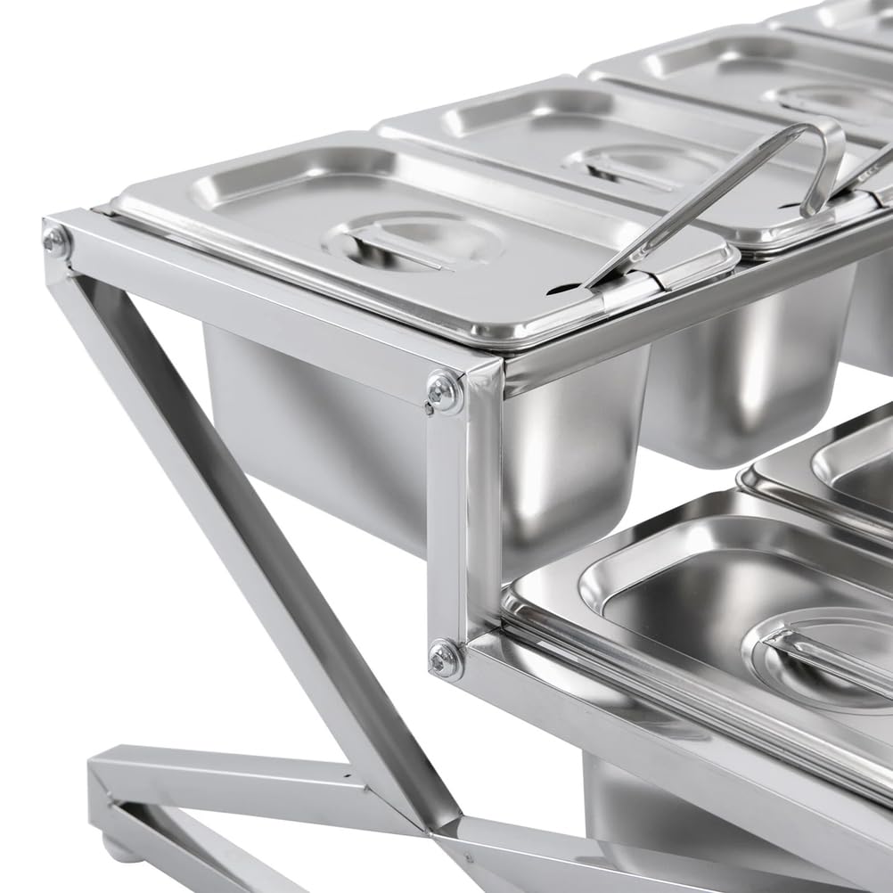 Estante expandible de acero inoxidable para especias, organizador de condimentos con sartenes y tapas de alimentos de 10 1/9 para condimentos, salsas, ingredientes, guarniciones, frutas