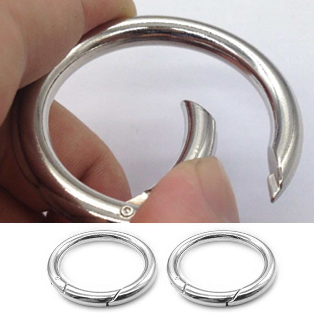 6 Pcs Zinc Alloy Camping Hiking Round Spring Snap Clip Strap Hook Mini Carabiner Hanging Buckle Keychain Keyring 28mm