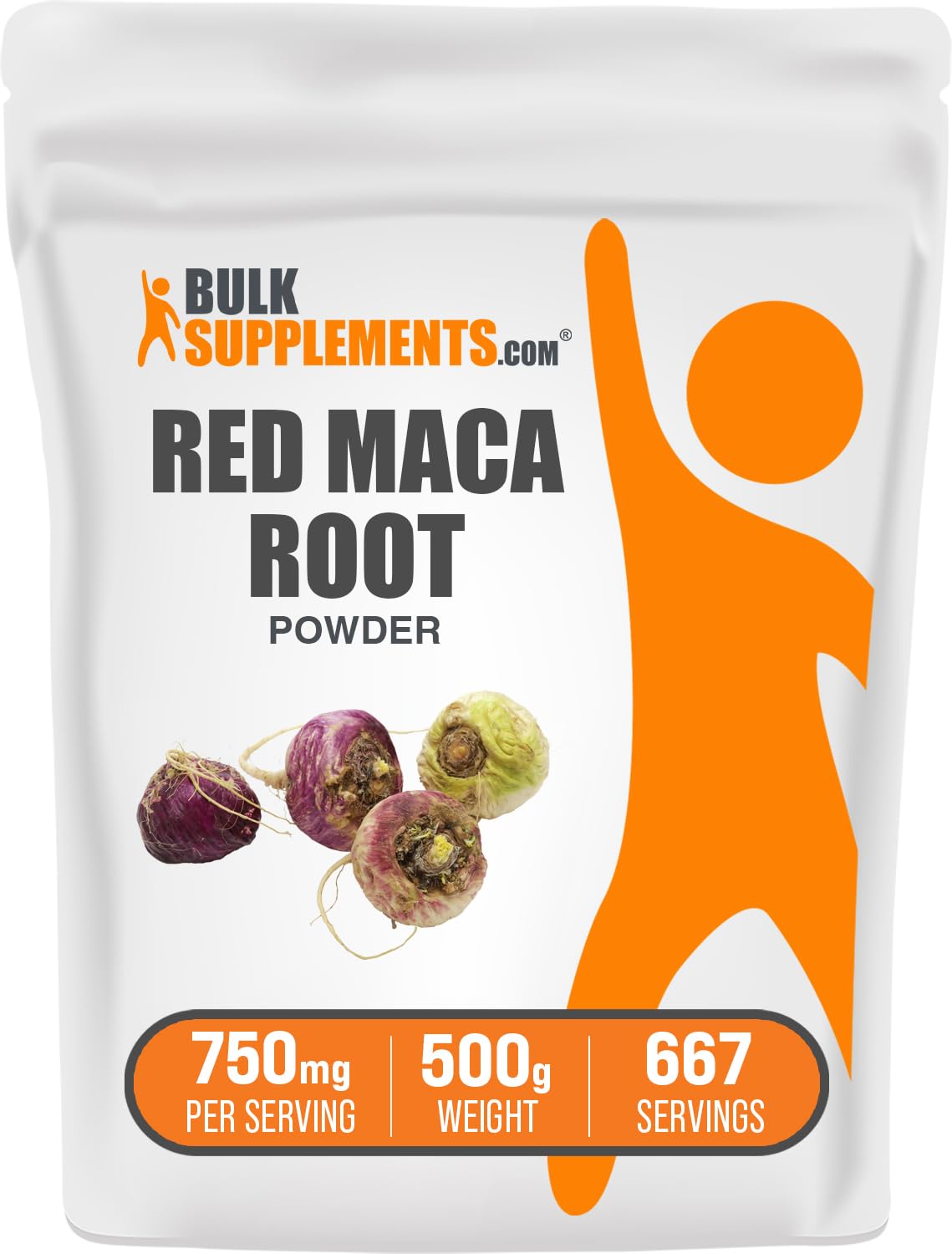 BulkSupplements.com Red Maca Powder - from Root, Maca Supplement, Herbal Supplement - Vegan & Gluten Free, 750mg per Serving, 500g (1.1 lbs) (Pack of 1)