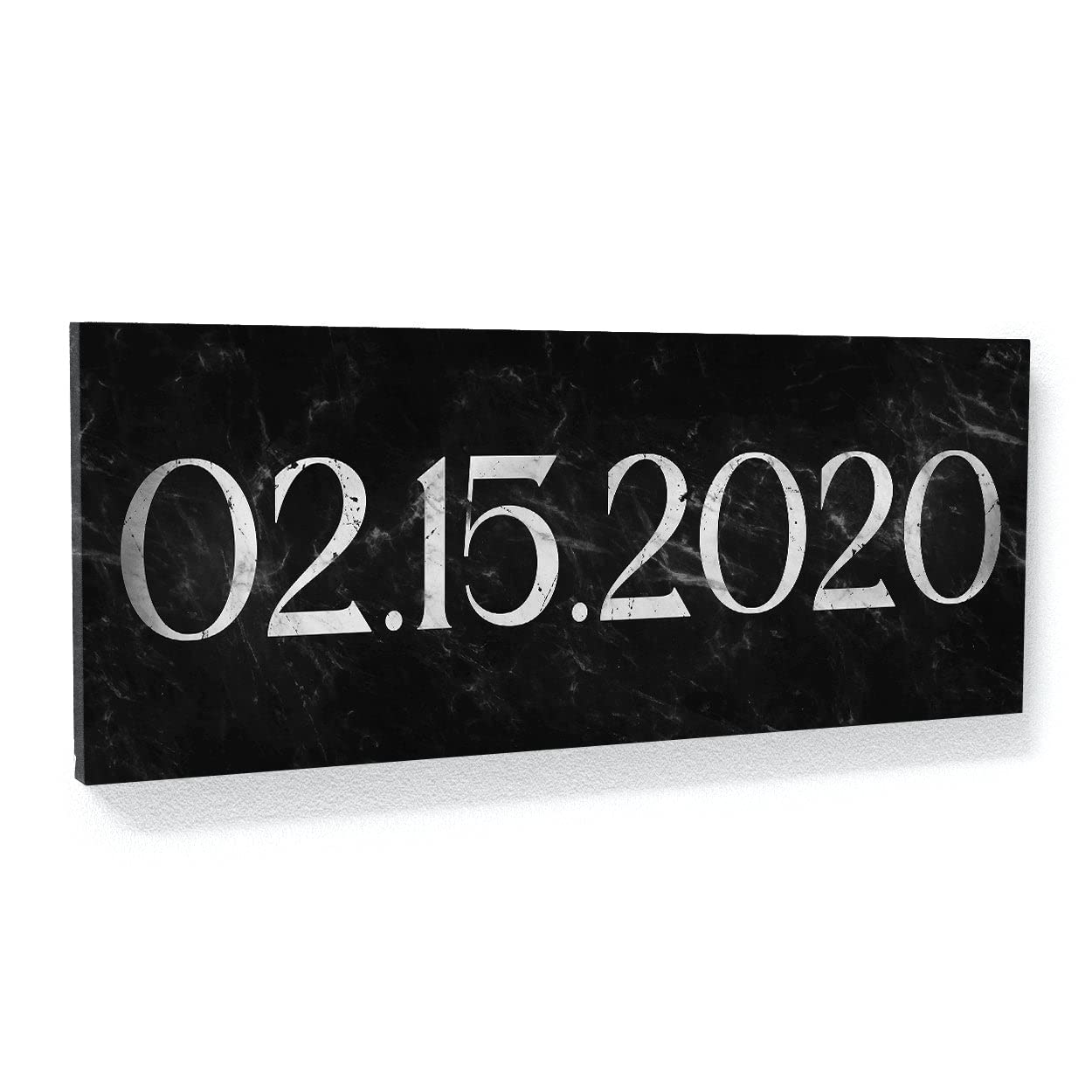 Cartel personalizado de mármol negro con fecha de aniversario, lienzo personalizado, decoración del hogar, póster de pared, pintura pequeña de 20 x 8 pulgadas, lienzo de sentido