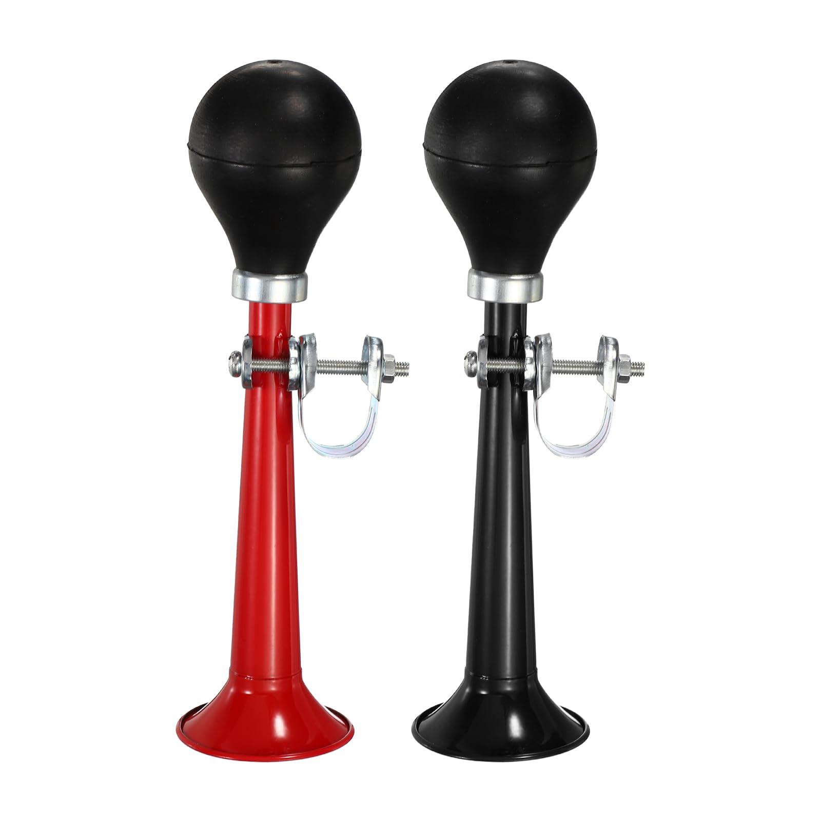 YELARXI Bike Horn, Air Horns for Safety with Air Squeeze Metal Handlebar Bugle Bicycle Loud Bell 2Pcs & 8 Inch & Black/Red - Fit for (Road/Mountain/Bikes/Scooters)