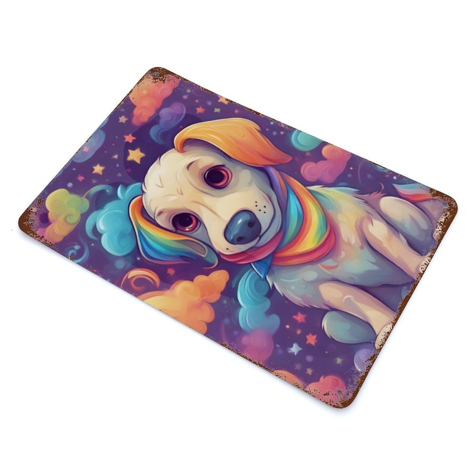 Cute Puppy Weathered Tin Sign 11.8"x7.9", for Garage, Bar And Workshop Decor, Vintage Wall Decor