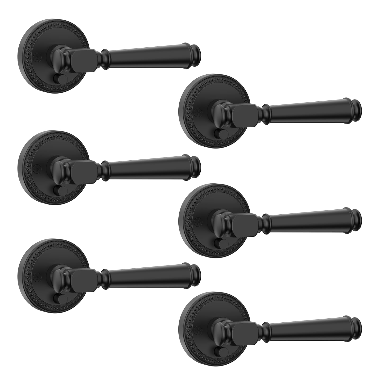 Photo 1 of Amerdeco 6 Pack Matte Black Privacy Door Handles, Black Interior Door Knobs,Heavy Duty Door Lever for Bedroom and Bathroom, Reversible Keyless for Right & Left Side AM0034