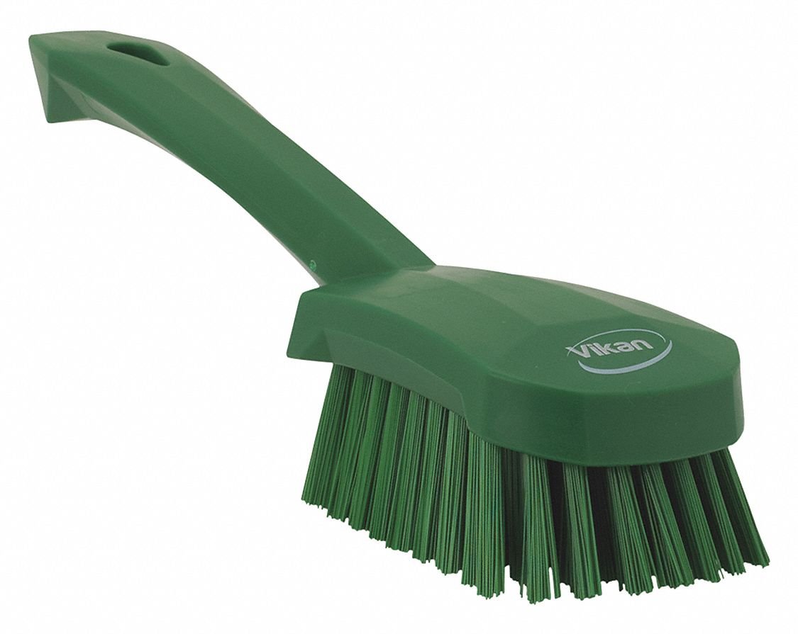 Vikan Hard Bristle Green Scrubbing Brush, 36mm bristle length, Polyester bristle material