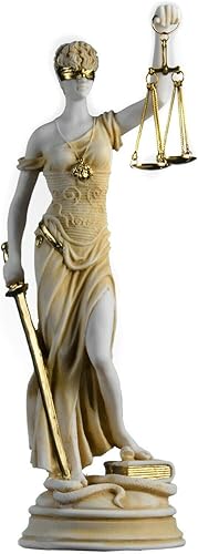 Estatua de la diosa griega antigua Themis, figura ciega de la justicia, hecha a mano, escultura de abogado, regalo con acabado dorado, 13.8 pulgadas