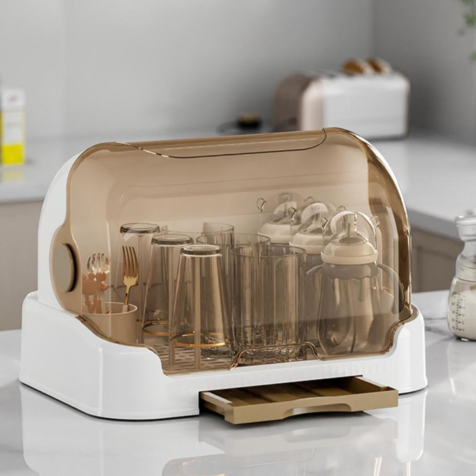 Abtropfgestell für Babyflaschen, mehrfarbig, staubdichte Flaschenaufbewahrung, Drainage-Stützgestell, Still-Babyflasche, Kleinkindflaschen, Aufbewahrungsbox mit gutem Dichtungsschutz für