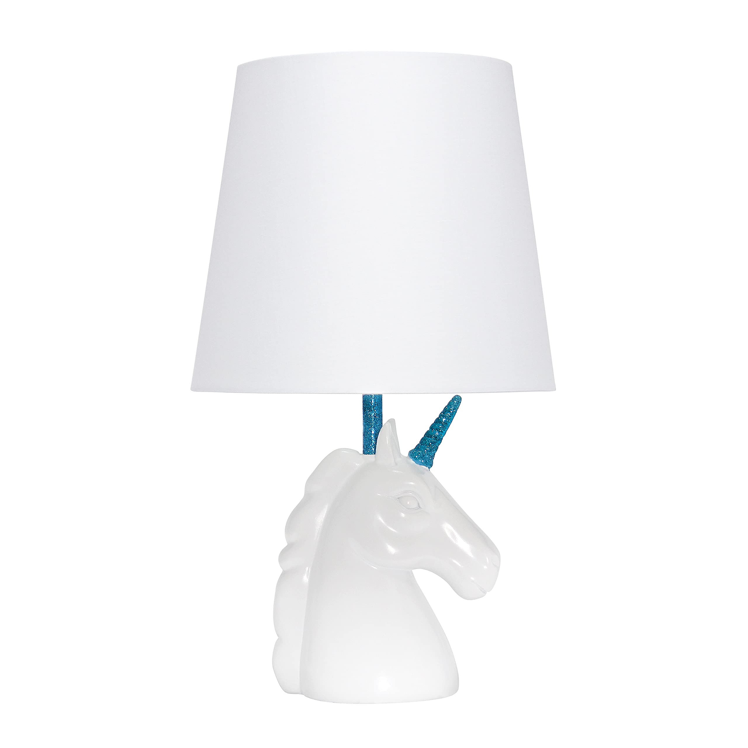 Simple Designs LT1078-BLU Sparkling Glitter Unicorn Table Lamp, Blue