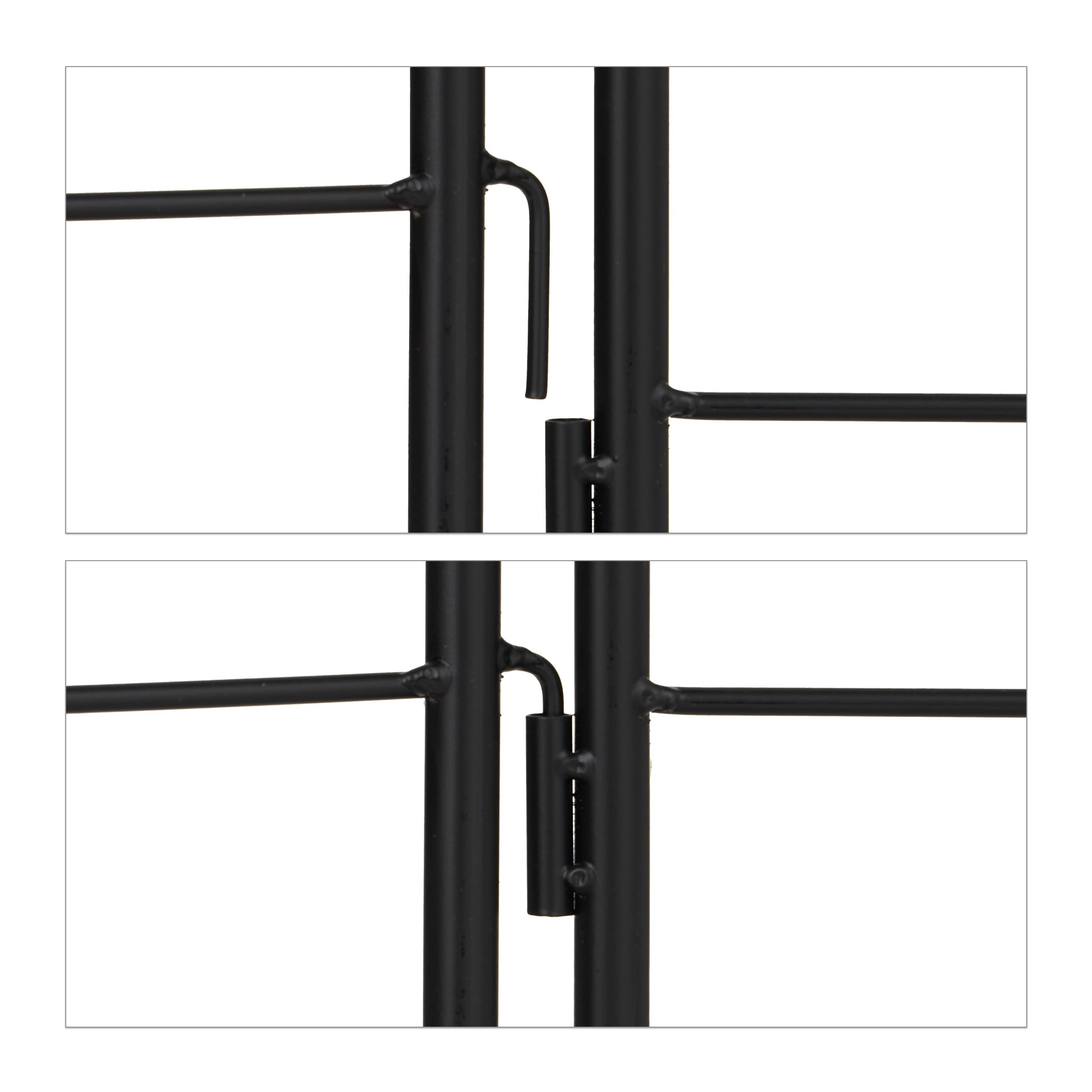 Relaxdays Soportes para Plantas, Set de 2, 220 x 50 cm, Metal, Enrejado para Enredaderas, Autónomos, con Estacas, Negro