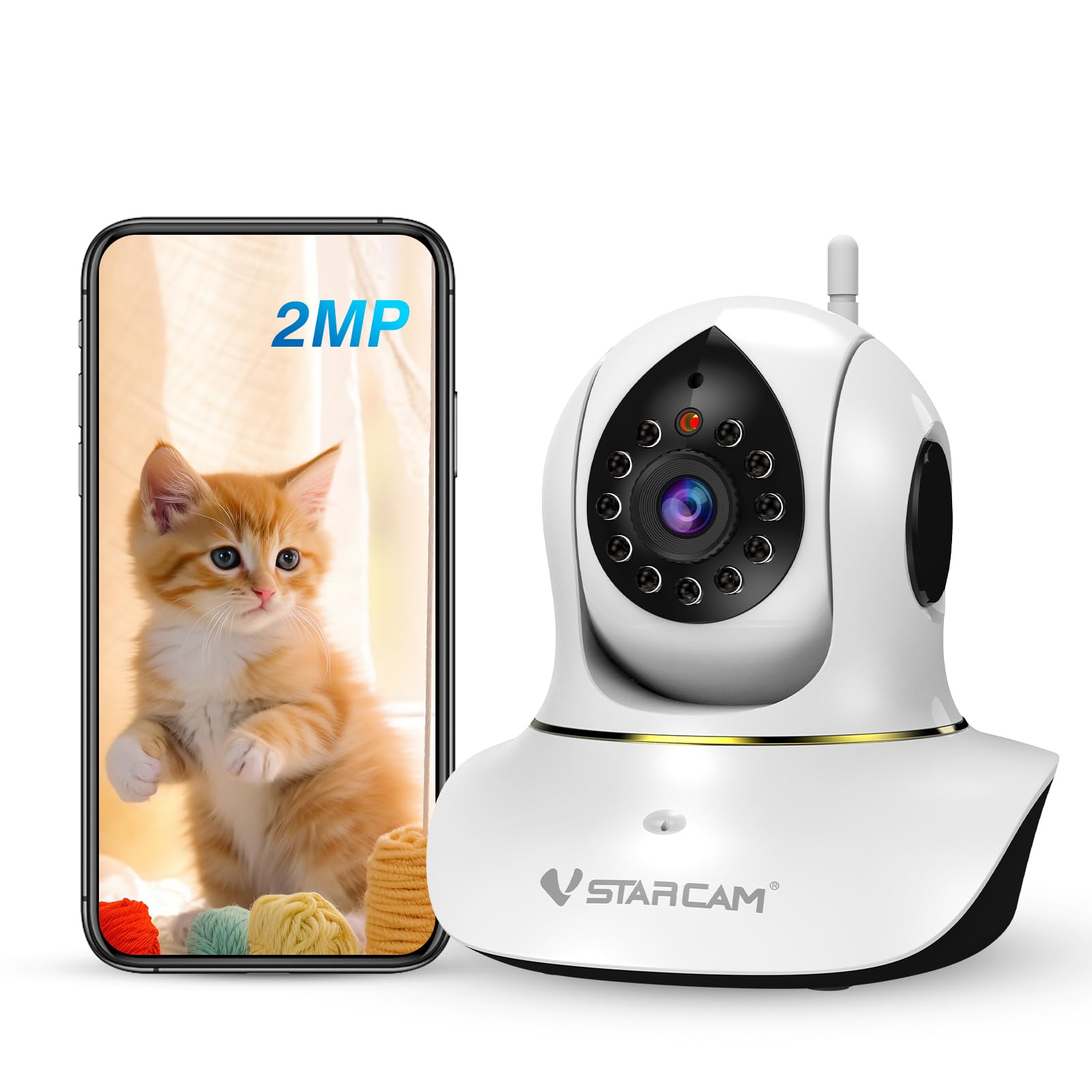 VSTARCAM Cat Camera With Interactive Toy - 3MP Pet Camera With Night Vision & 2-Way Audio-373689