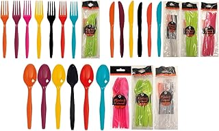 BrolloGroup 1 Confezione di Posate in Plastica da 8 Pz. Forchette Cucchiai E Coltelli Arredo Party PS 36263 (Forchette, Arancio)
