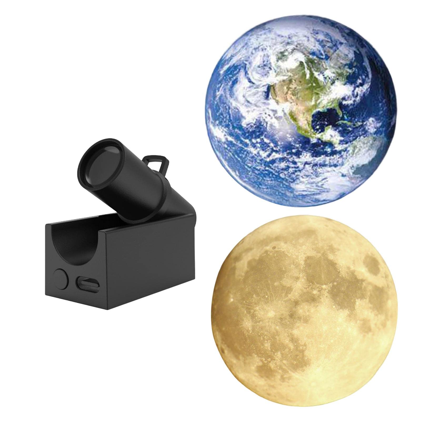 Weavaeluee Projector Light USB Powered Decorative Earth/Moon Bedside Lamps for Party Earth and Moon Lens, 4.5 x 2.8 x 2.5 cm