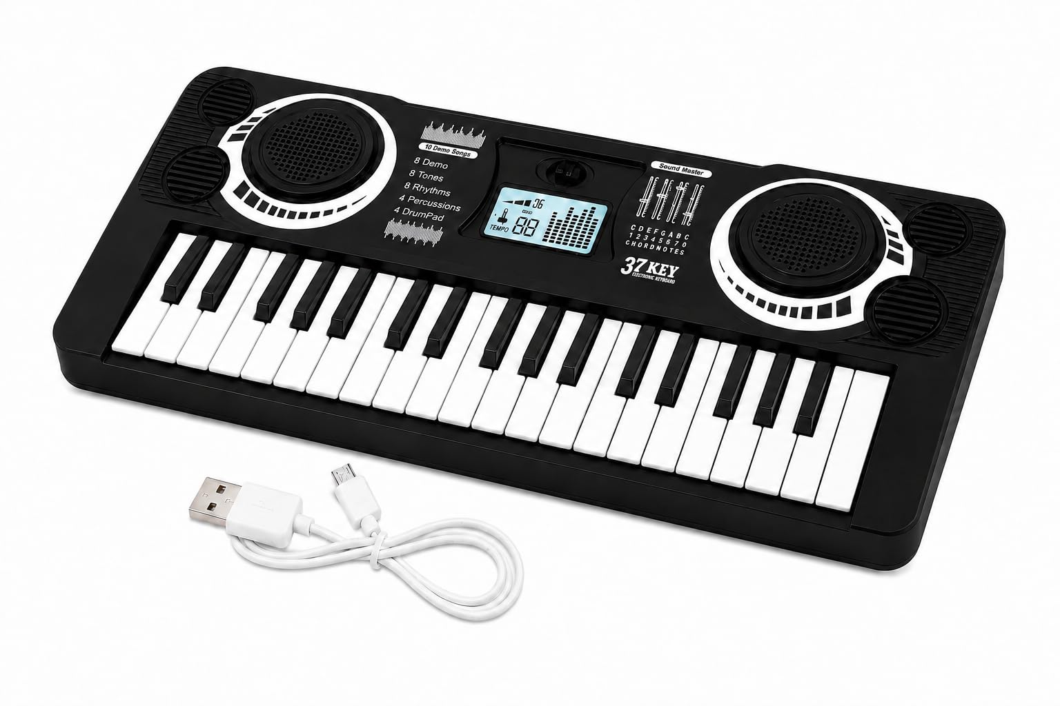 Braintastic Kids Piano Keyboard with Microphone, 37 Keys, 8 Rhythms, 8 Tones with 6 in-Built Demos & Song Recording Feature for Boys & Girls (Black)