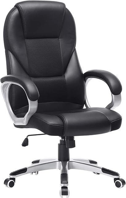 SONGMICS Executive Office Chair with High Back, Durable and Stable, Height Adjustable, Ergonomic, Black, OBG22BUK
