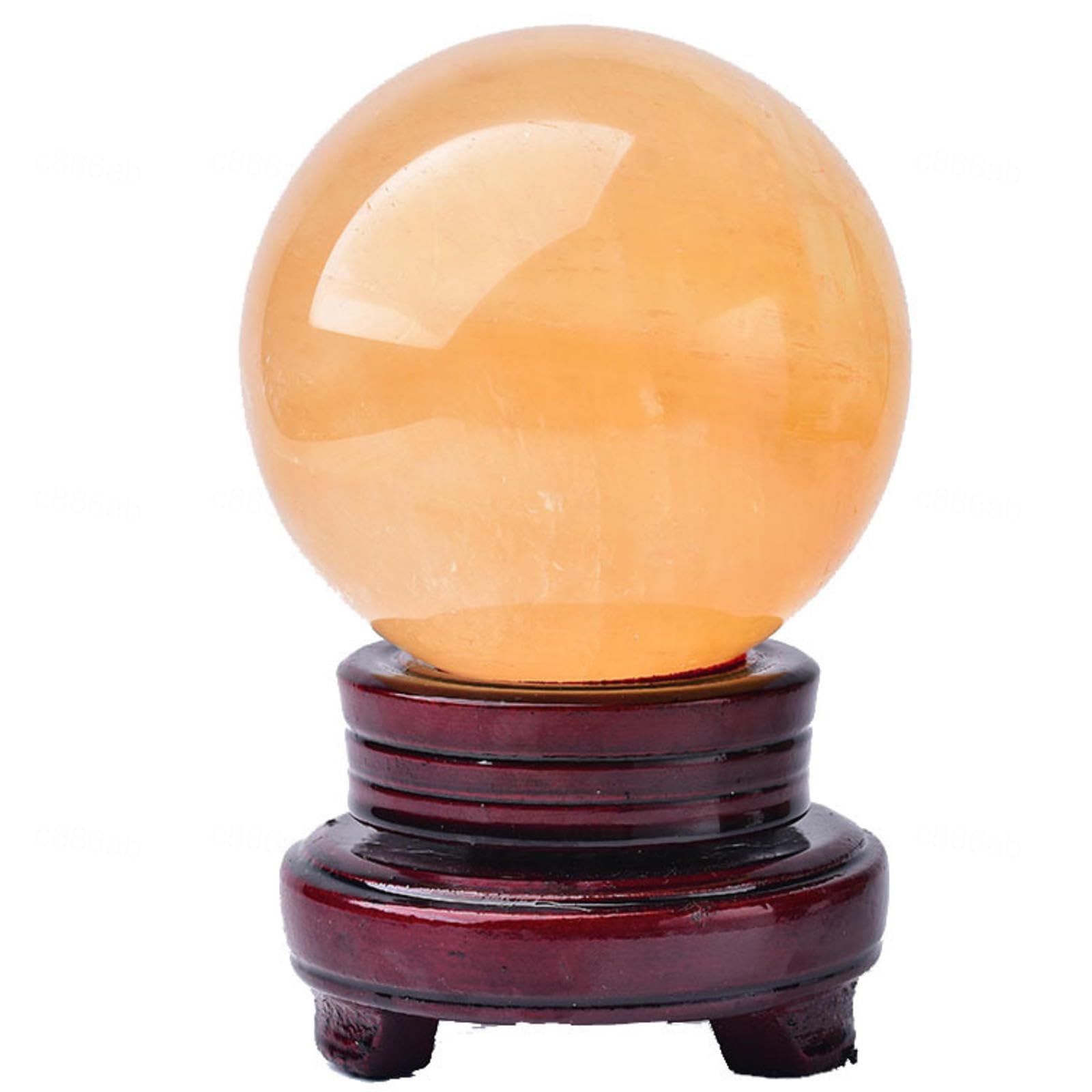 RVBLRDSE Crystal Rough Yellow Calcite Citrine Sphere Ball Quartz Gemstone Sculpture Figurine with Stand for Wealth and Success, ball-25cm Gemstone Stone