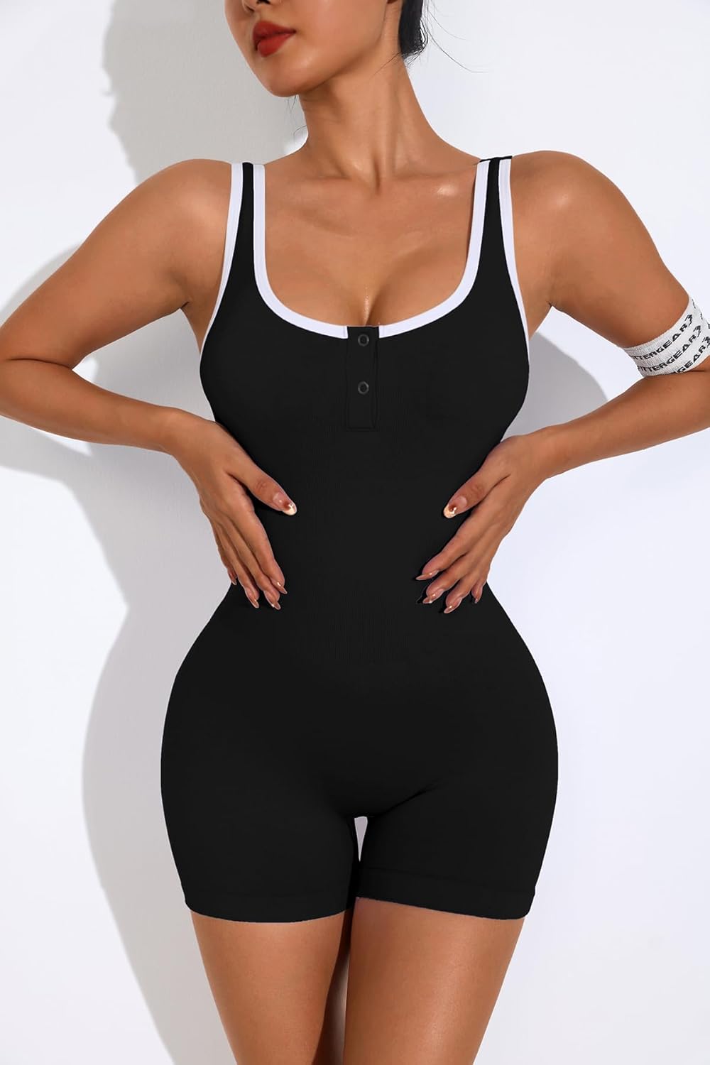 Women’s Sexy Sleeveless Scoop Neck Romper One Piece Jumpsuit Stretchy Bodycon Backless Yoga Jumpsuit - Image 3