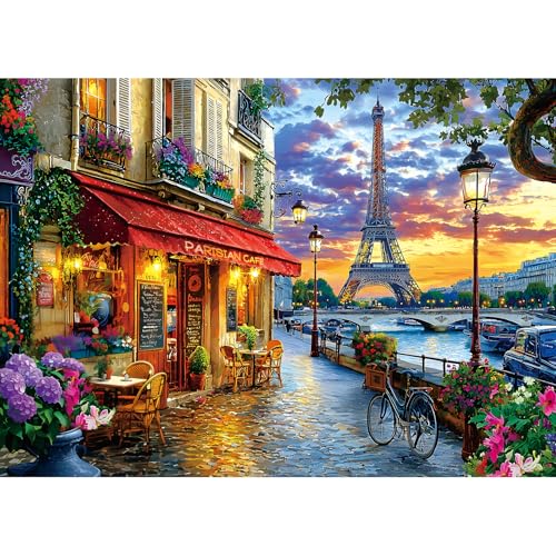 1000 Pieces Paris Twilight Jigsaw Puzzle for Adults - Stress Relief & Family Bonding Game, Scenic Eiffel Tower & Seine River Art, 27.56x19.69 Inches...