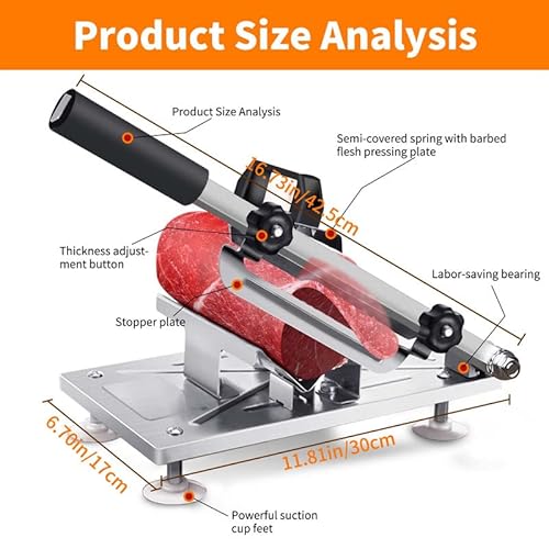 Manual Frozen Meat Slicer - Meat Cutter Stainless Steel Meat Cleavers Beef Mutton Roll Slicing Machine Vegetable Meat Slicer For Home Cooking Hot Pot Shabu Shabu #TOP6