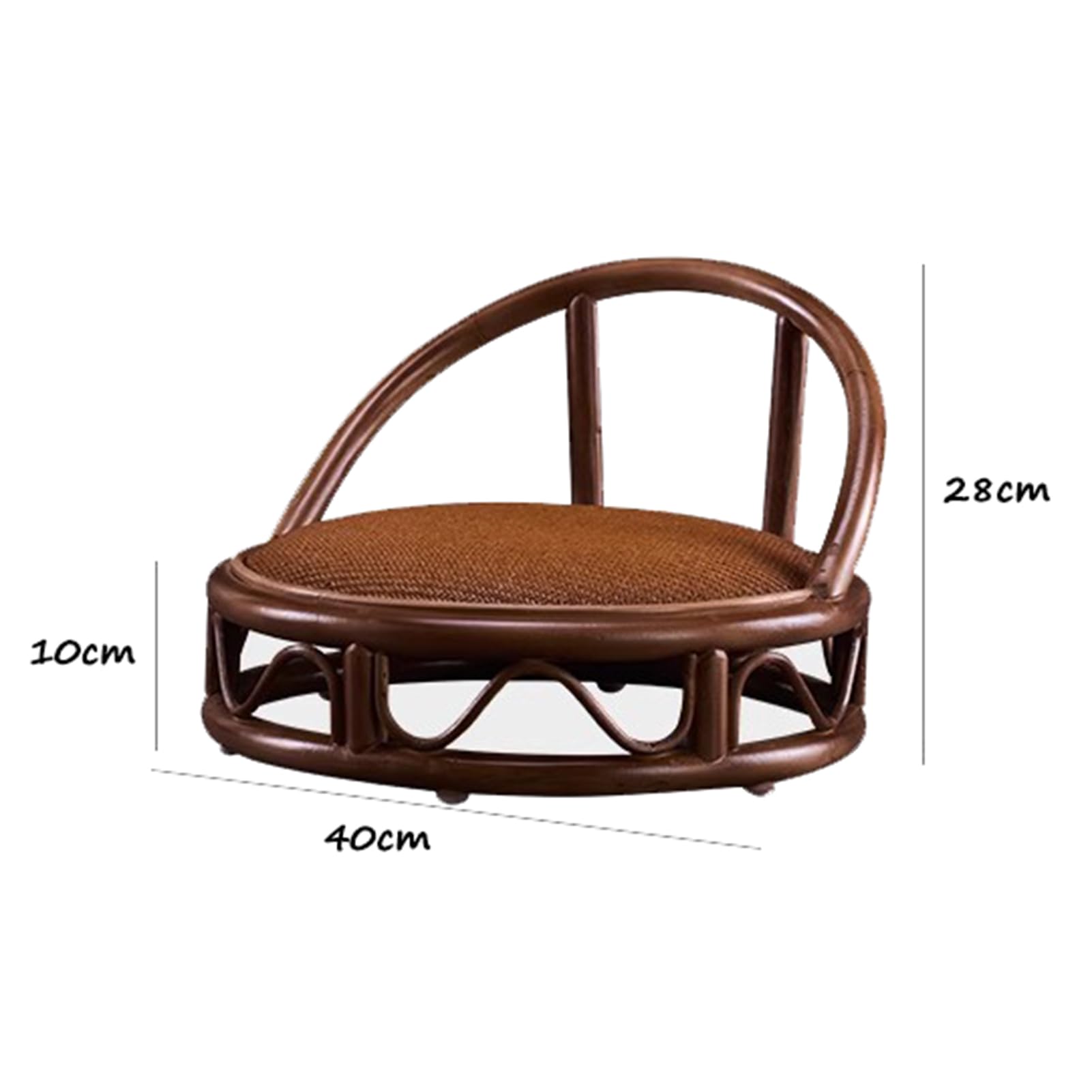 Silla de meditación con Respaldo, Taburete bajo de Madera para Lectura en ventanal, Redonda, para Sentarse (marrón, 45 cm de diámetro x 28 cm de Alto)