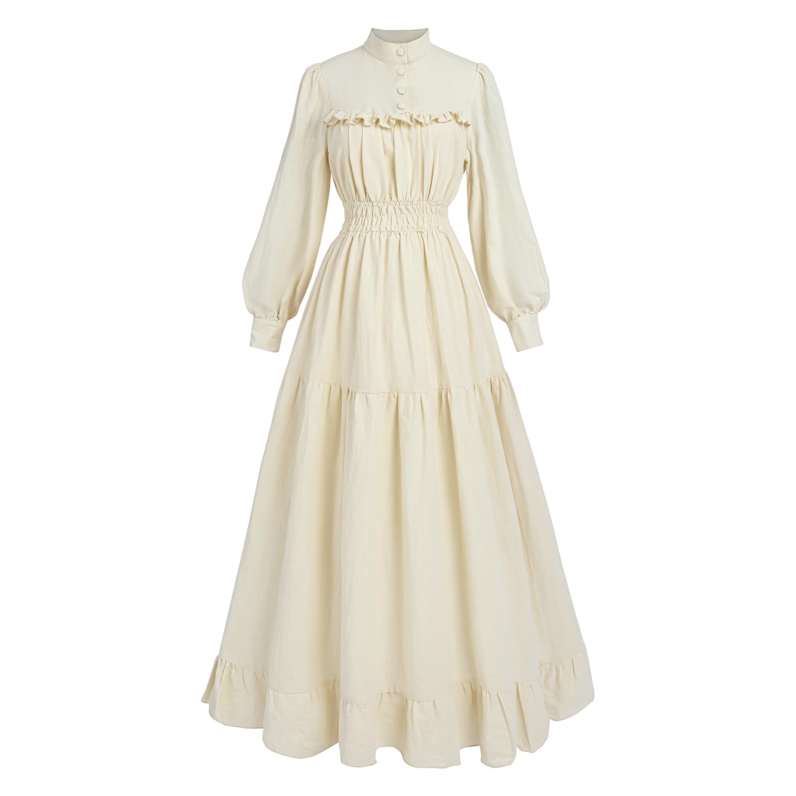 LTAKK Victorian Dress for Women A-Line Edwardian Costume for Ball Beige XXL