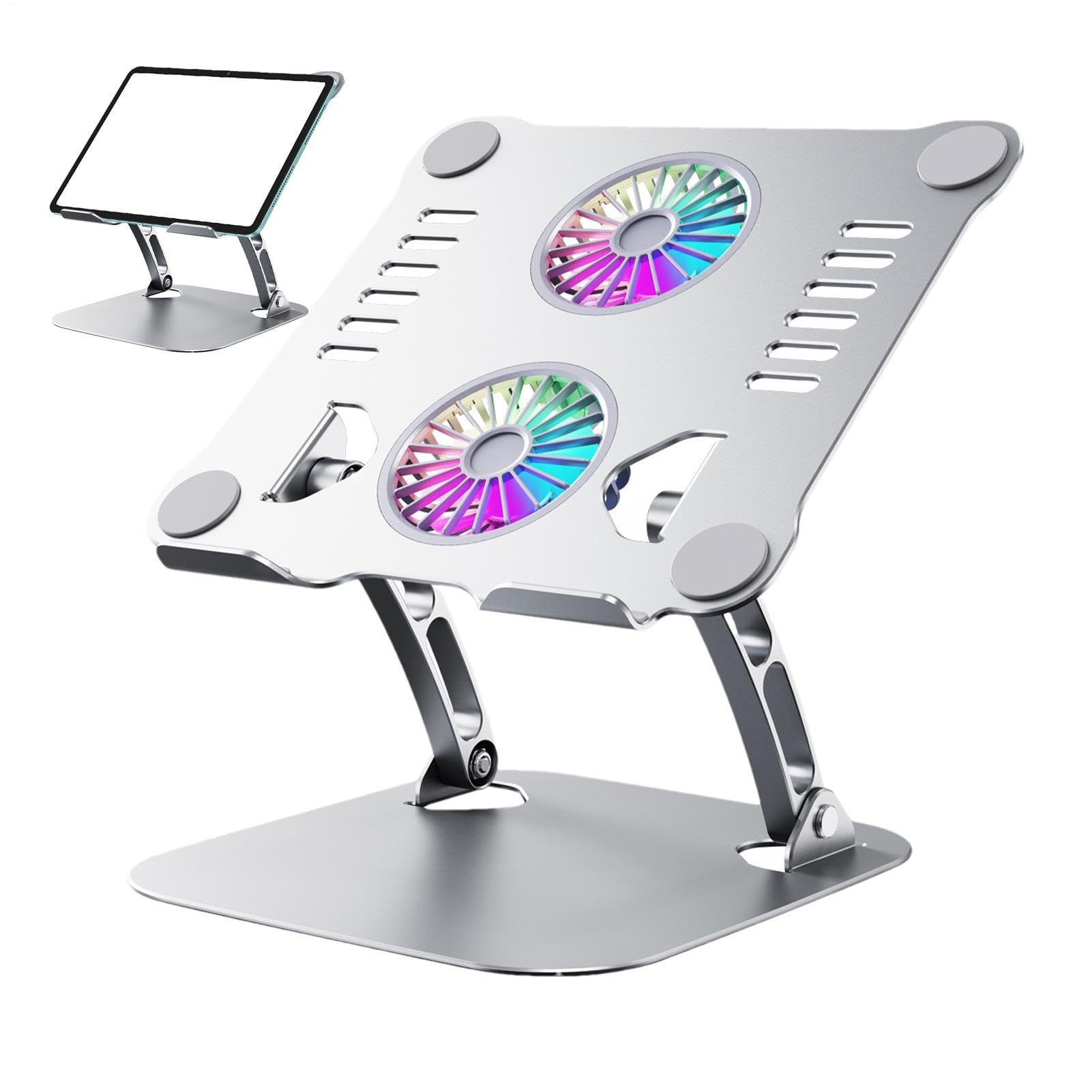 Base De Refrigeración Para Portátil – Metallo 15.6-17 Pulgadas | Soporte Elevador ómico Plegable Altura Aadjustable Ventiladores Externos | Durrable Smmooth Enfriador Trabajo Negocios