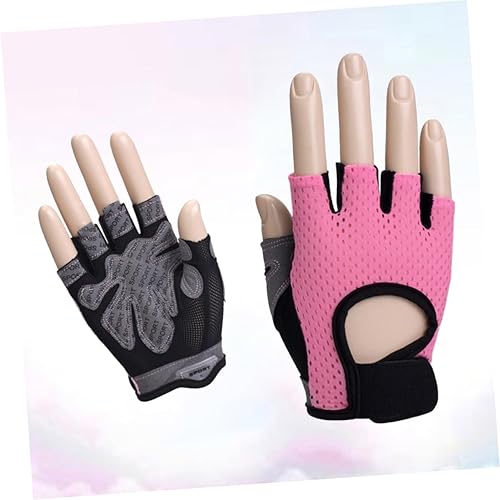 Miniatura 3 de NOLITOY Guantes de medio dedo para levantamiento de pesas para mujer, antideslizantes, de silicona, para entrenamiento, transpirables, absorben el