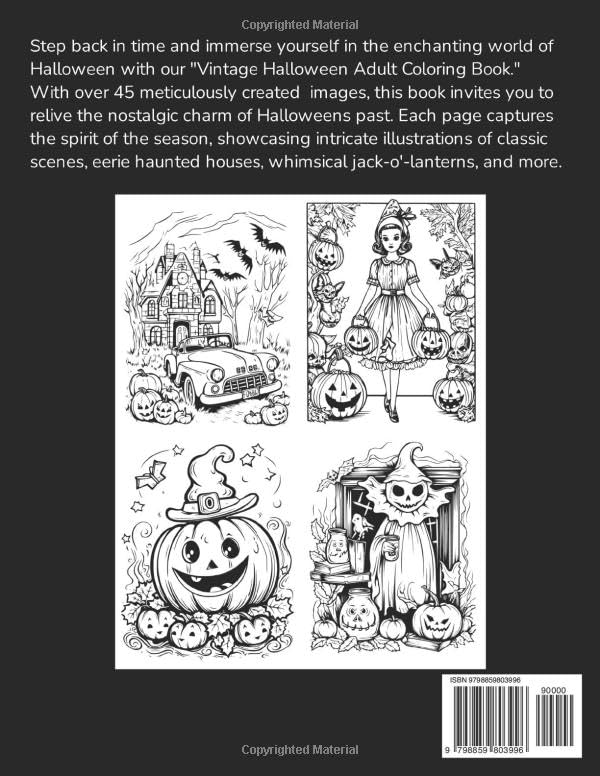 Vintage Halloween Adult Coloring Book: Over 45 Vintage Inspired Halloween Images to Color - Image 2