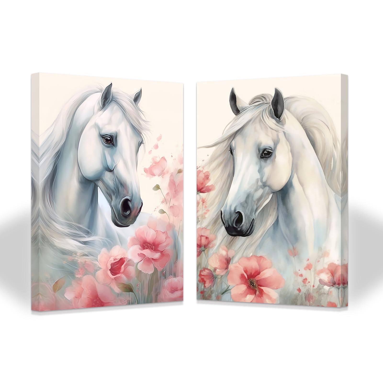 Amazon.co.jp: ZXHYWYM 2ピース 馬 ウォールアート 白馬 ピンク